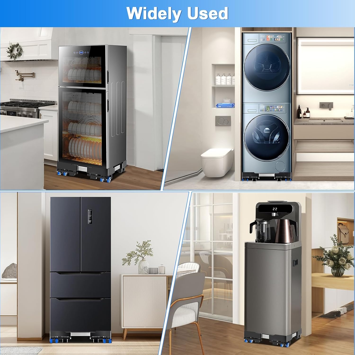 NIUXX Was/Droger Onderstel met Wielen & Rem - Verstelbaar - Zwart - 30% Korting