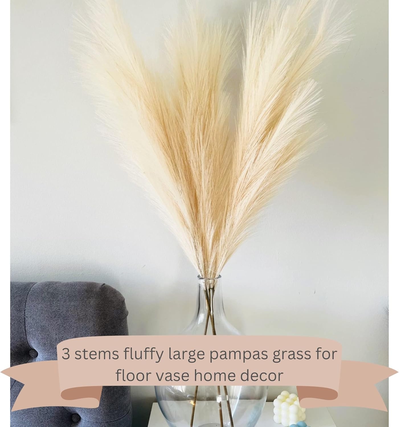 Kunst Pampasgras Beige 100cm Hoog - 30% Korting