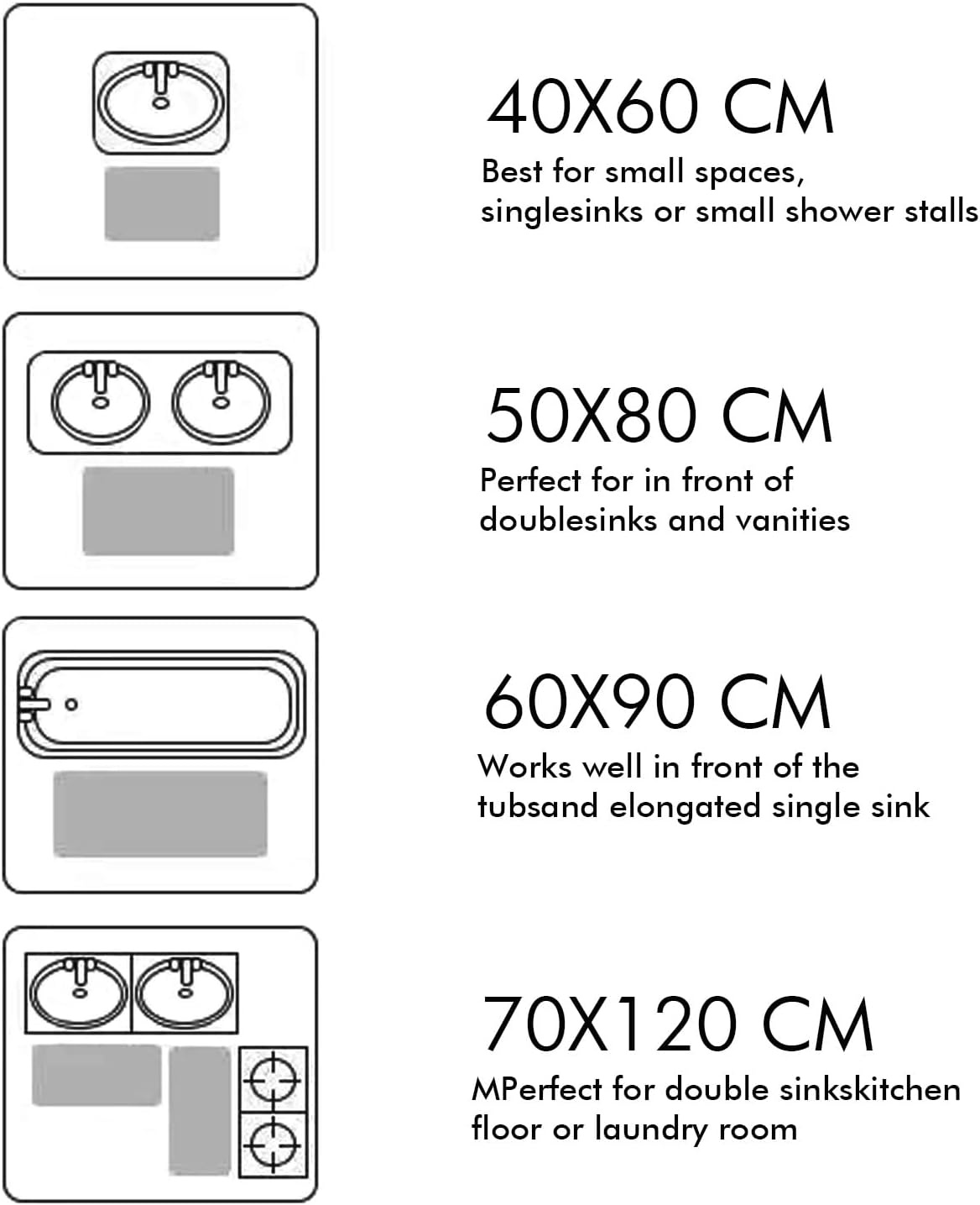 MIULEE Antislip Badmat - Donkergrijs - 40x60 cm - 30% Korting!