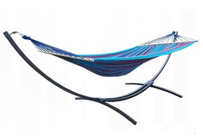 Hangmat frame Zwart + Hangmat Blauwe streep - 35% Korting