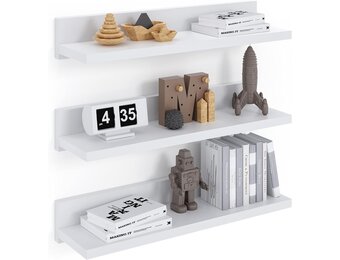 3x Zwevende Wandplank 39cm Wit - 30% Korting