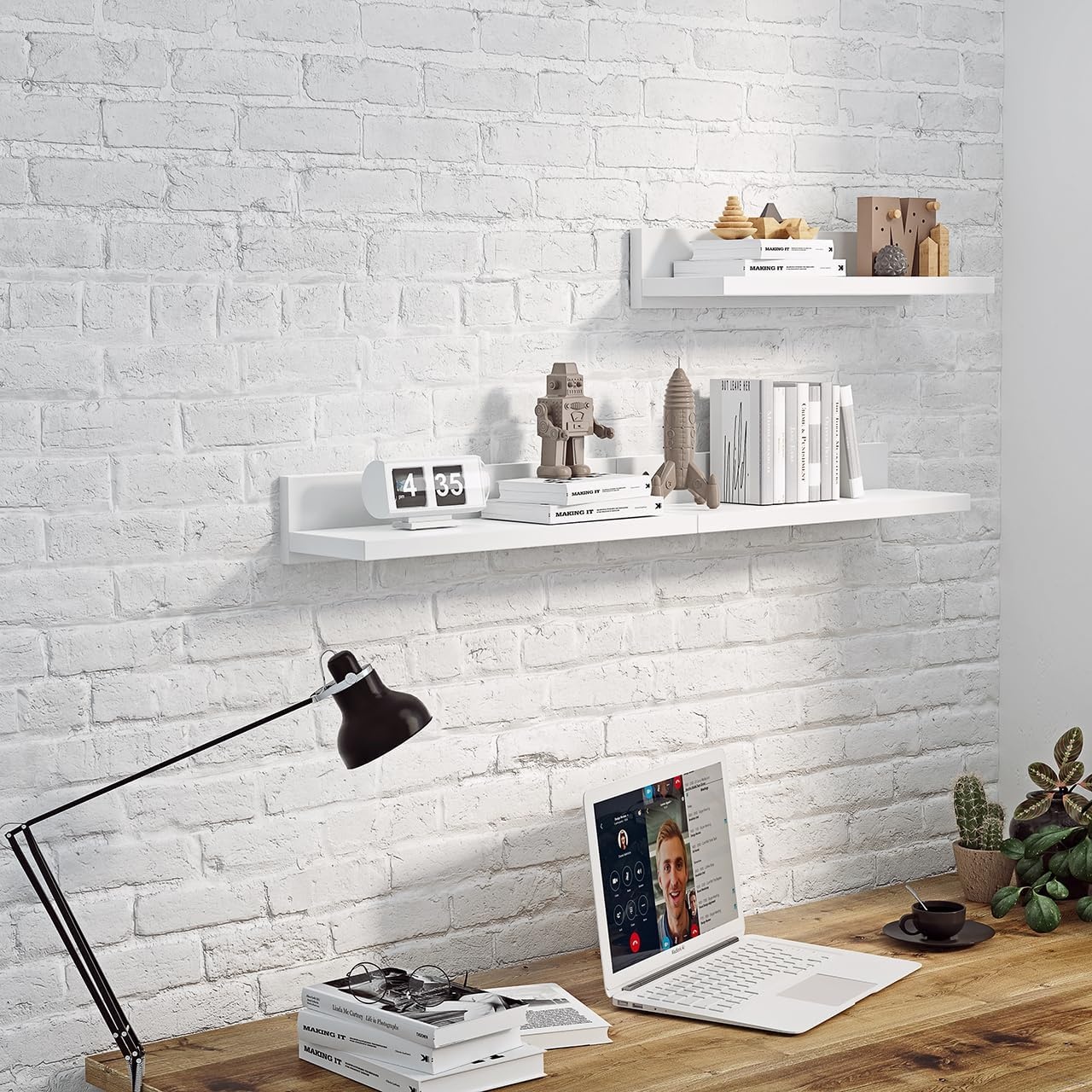 3x Zwevende Wandplank 39cm Wit - 30% Korting