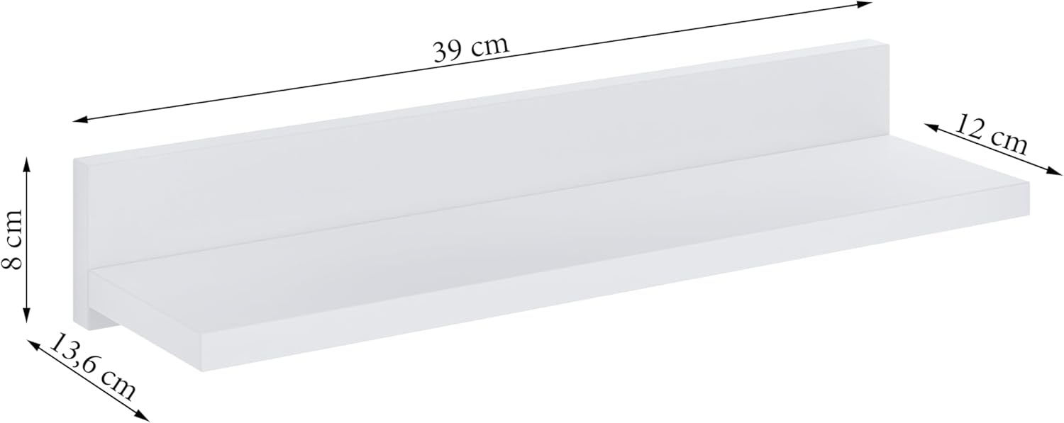 3x Zwevende Wandplank 39cm Wit - 30% Korting