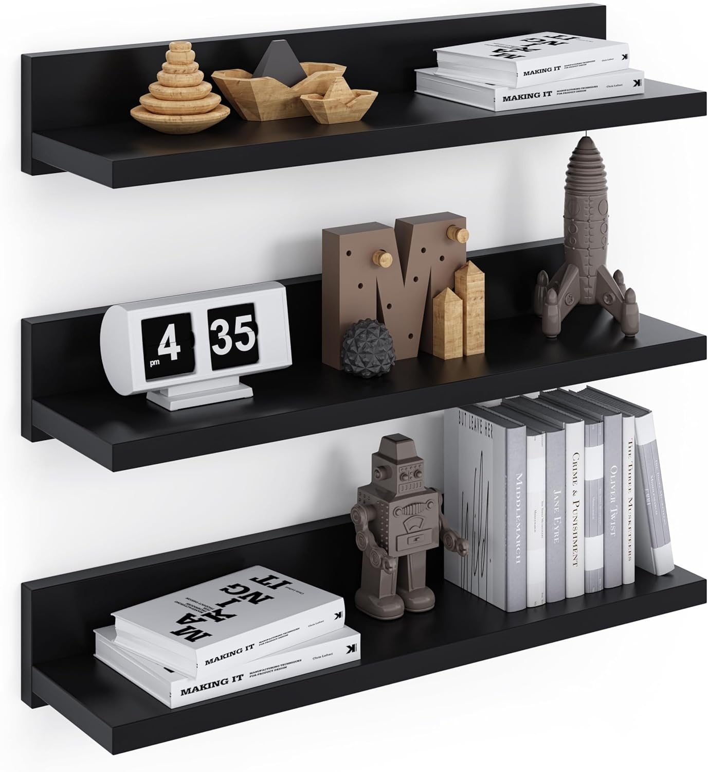 3x Zwevende Wandplank 39cm Wit - 30% Korting