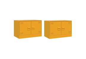 vidaXL TV-meubelen 2 st 67x39x44 cm Staal Mosterdgeel - 35% Korting