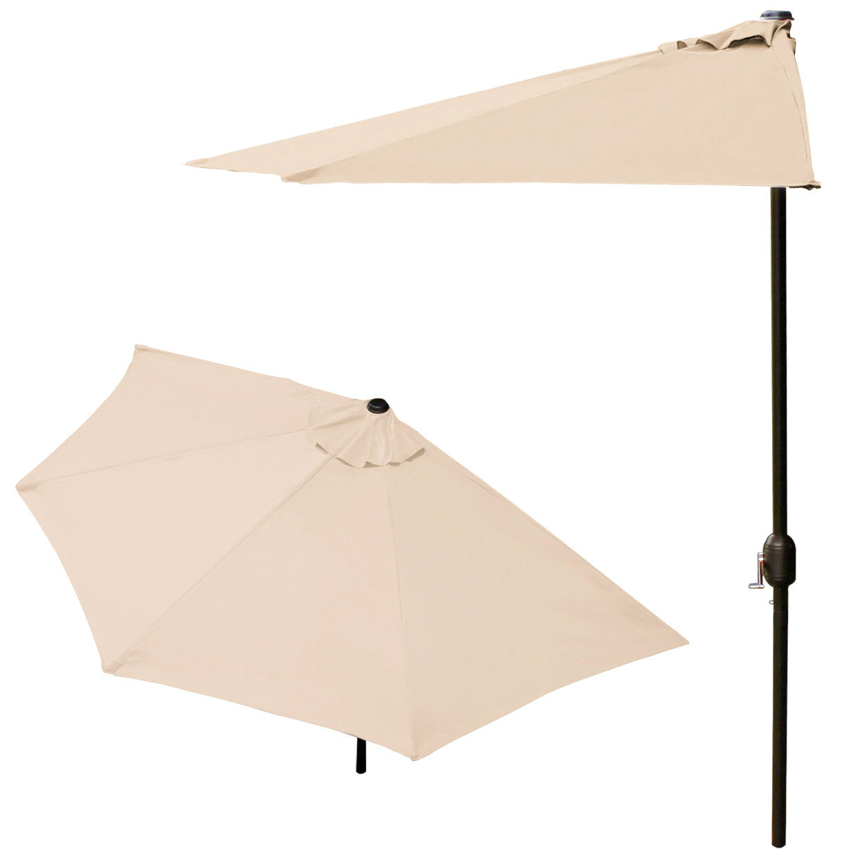 Balkonparasol - halve parasol - met zwengel - 240 cm - beige