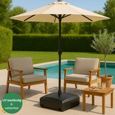 Parasolstandaard met wielen - vulbare parasolstandaard met water of zand max. 76 kg - zweefparasol van kunststof voor parasolstokken 32 en 38 mm, windbestendig ontwerp 54,5x54,5x20 cm