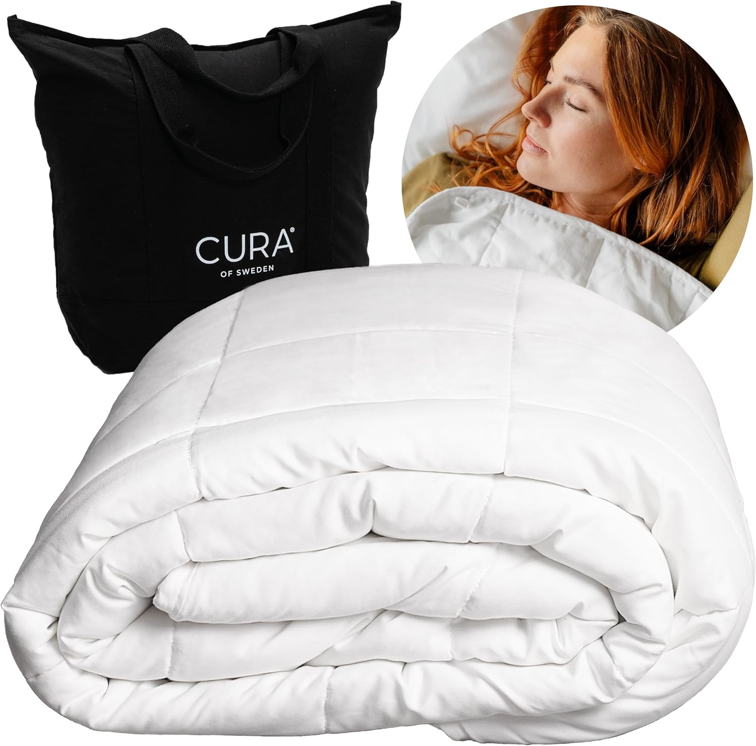 CURA Pearl Classic 150x210 7kg Premium Katoenen Verzwaringsdeken – Weighted blanket en dekbed - Slapeloosheid Stress Angst Verlichting, Wit