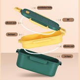 Broodtrommel voor volwassenen, lunchbox met vakken, 1000 ml, lekvrij, lunchbox, voor mannen en vrouwen, 2-laagse ontbijtbox, bento box voor kantoor, werk, picknick (groen)