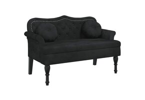 VidaXL Bankje met kussens - Fluweel Zwart (120,5x65x75 cm)