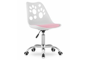 Kinder Bureaustoel PRINT - Inhoogte Verstelbaar - Wit/Roze - 60% Korting!