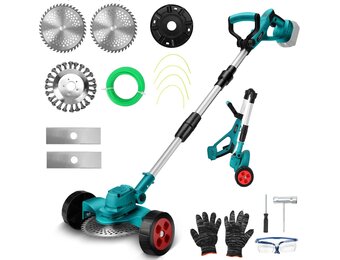 Accu grastrimmer grastrimmer bosmaaier voor Makita 18V (zonder accu), met 4-in-1 snijbladen, grastrimmerdraad, batterij grasmaaier, wielkantensnijder voor het snijden van gras en wielen