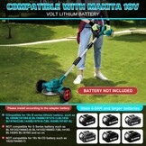 Accu grastrimmer grastrimmer bosmaaier voor Makita 18V (zonder accu), met 4-in-1 snijbladen, grastrimmerdraad, batterij grasmaaier, wielkantensnijder voor het snijden van gras en wielen
