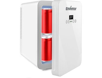 Enventor Minikoelkast 10L, Stille Kleine Koelkast met LCD-Temperatuurdisplay, Warm/Koud-functie, Mini Koelkast voor Huidverzorging, 12V/220V, voor Slaapkamer, Auto, Kantoor, Reizen