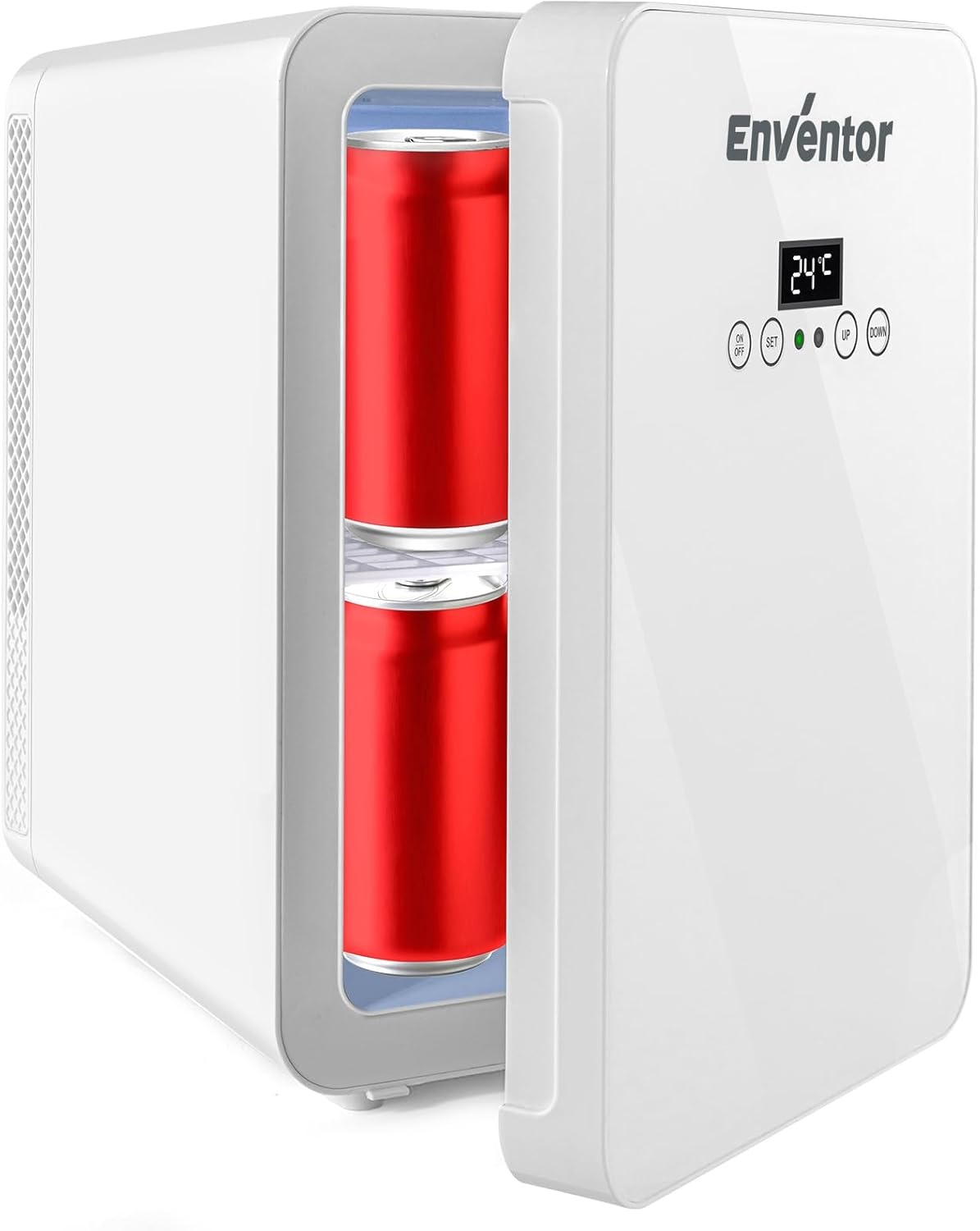 Enventor Minikoelkast 10L, Stille Kleine Koelkast met LCD-Temperatuurdisplay, Warm/Koud-functie, Mini Koelkast voor Huidverzorging, 12V/220V, voor Slaapkamer, Auto, Kantoor, Reizen