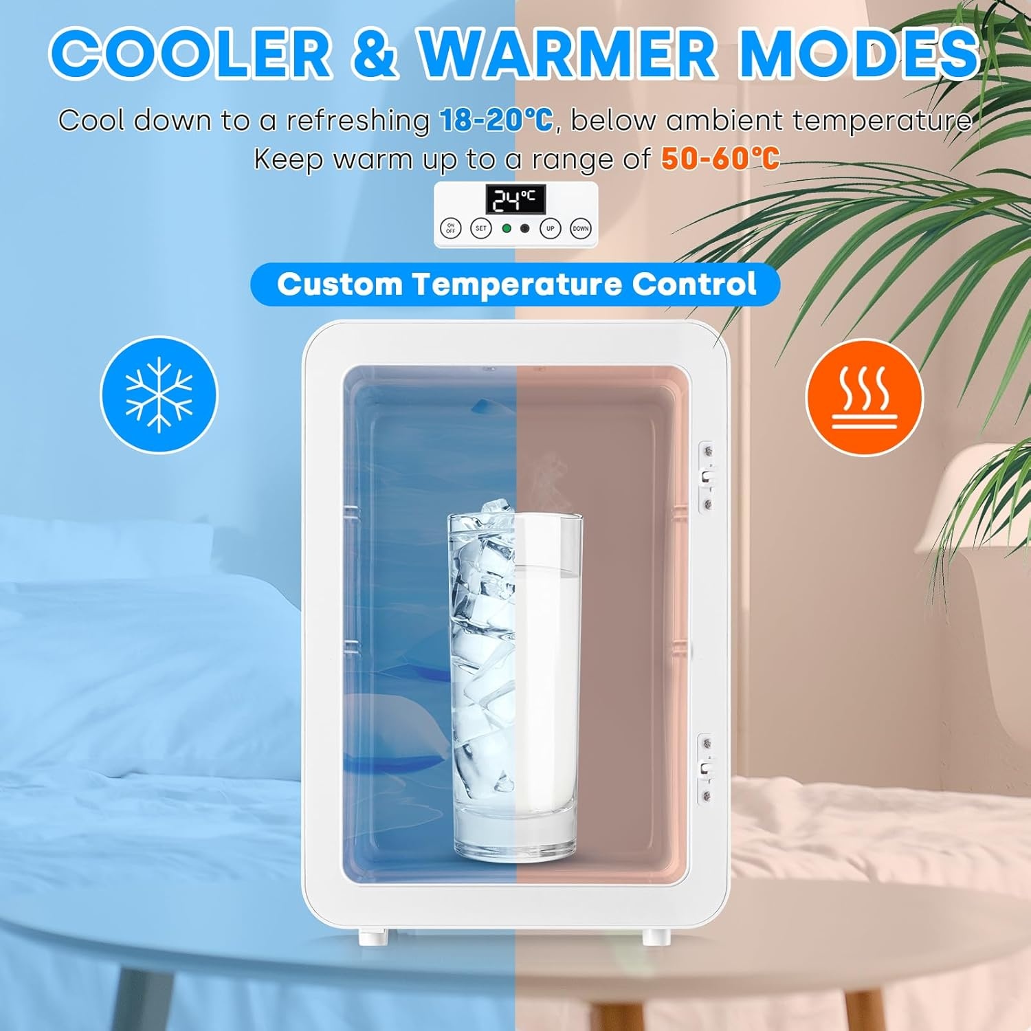 Enventor Minikoelkast 10L, Stille Kleine Koelkast met LCD-Temperatuurdisplay, Warm/Koud-functie, Mini Koelkast voor Huidverzorging, 12V/220V, voor Slaapkamer, Auto, Kantoor, Reizen