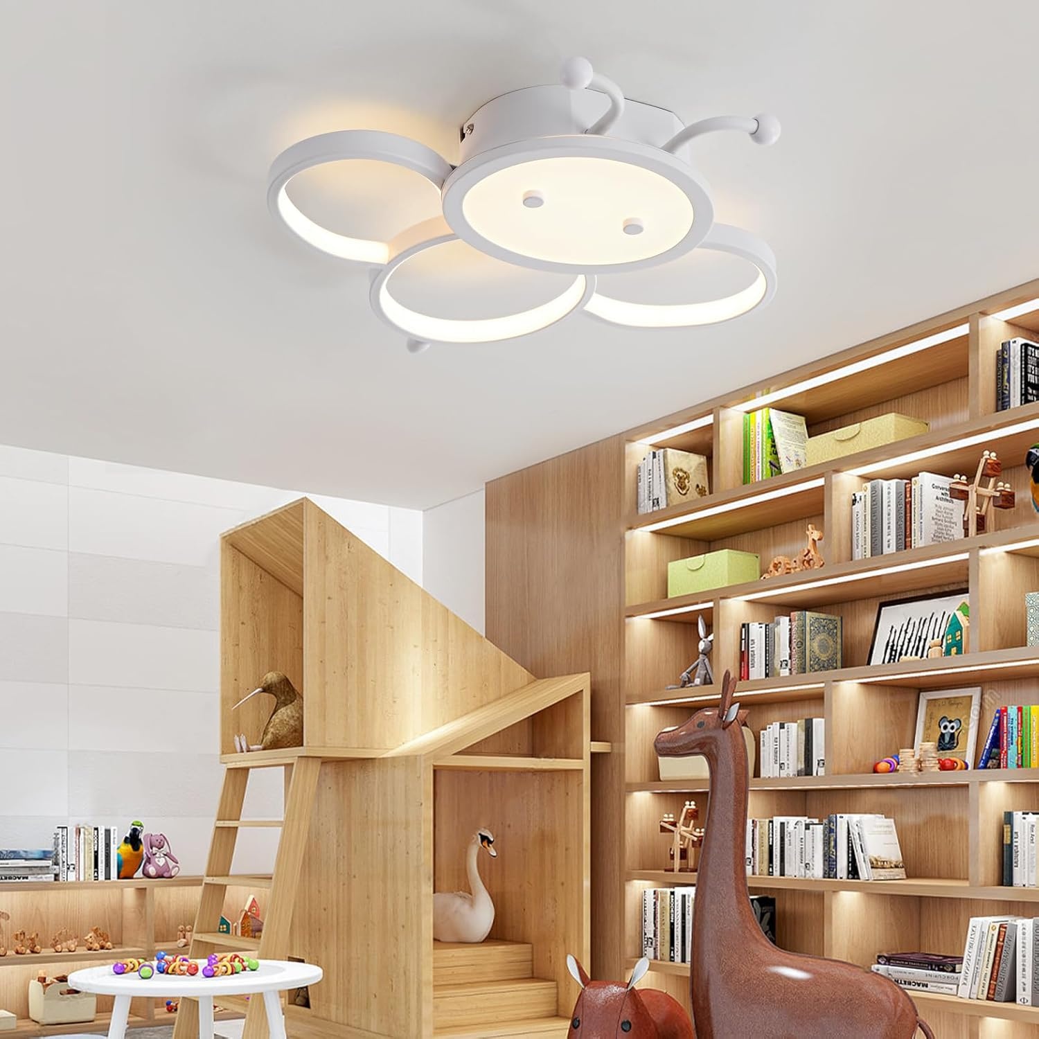 Plafondlamp LED kinderlamp Kinderkamerlamp Plafondlamp Kinderplafondlamp dimmen met afstandsbediening Met nachtlichtfunctie Moderne Bijen Slaapkamer plafondlamp 40CM