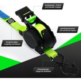 StarLeaparts 4 stuks automatische spanbanden met S-haken, automatische spanriemoproller, 3,6 m x 25 mm, breekkracht 680 kg, intrekbare spanbanden met ratel voor motorfiets, kajak en vrachtwagen, groen