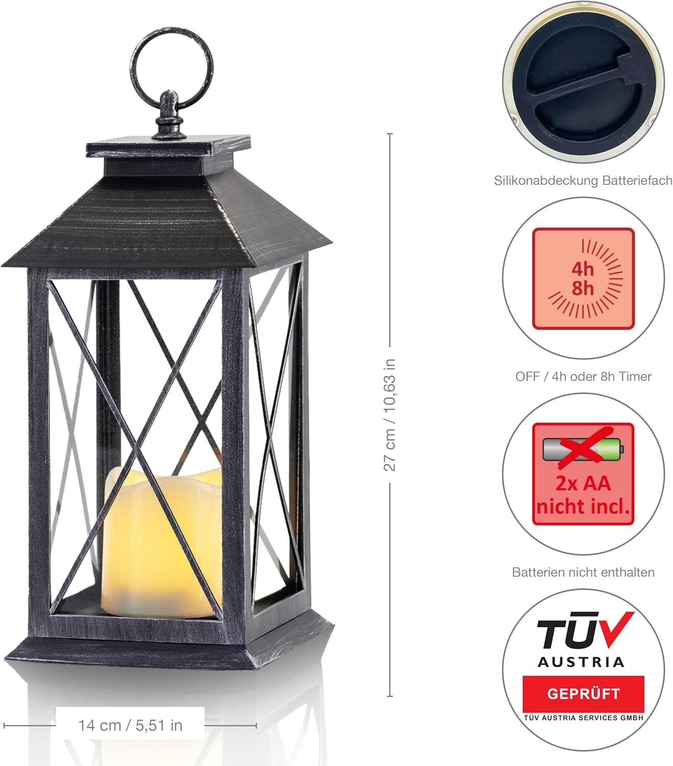 Flower Power 9716 lantern including LED outdoor plastic candle