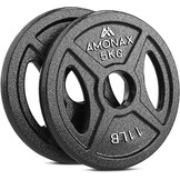 Amonax Halterschijvenset Gietijzeren, 2,5 Kg, 5 Kg, 10 Kg Halterplaten Voor 1 & 2 Inch Olympische Halterschijven, Metalen Halterplaten Voor Gewichtheffen, Stalen Halterschijven