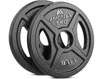 Amonax Halterschijvenset Gietijzeren, 2,5 Kg, 5 Kg, 10 Kg Halterplaten Voor 1 & 2 Inch Olympische Halterschijven, Metalen Halterplaten Voor Gewichtheffen, Stalen Halterschijven