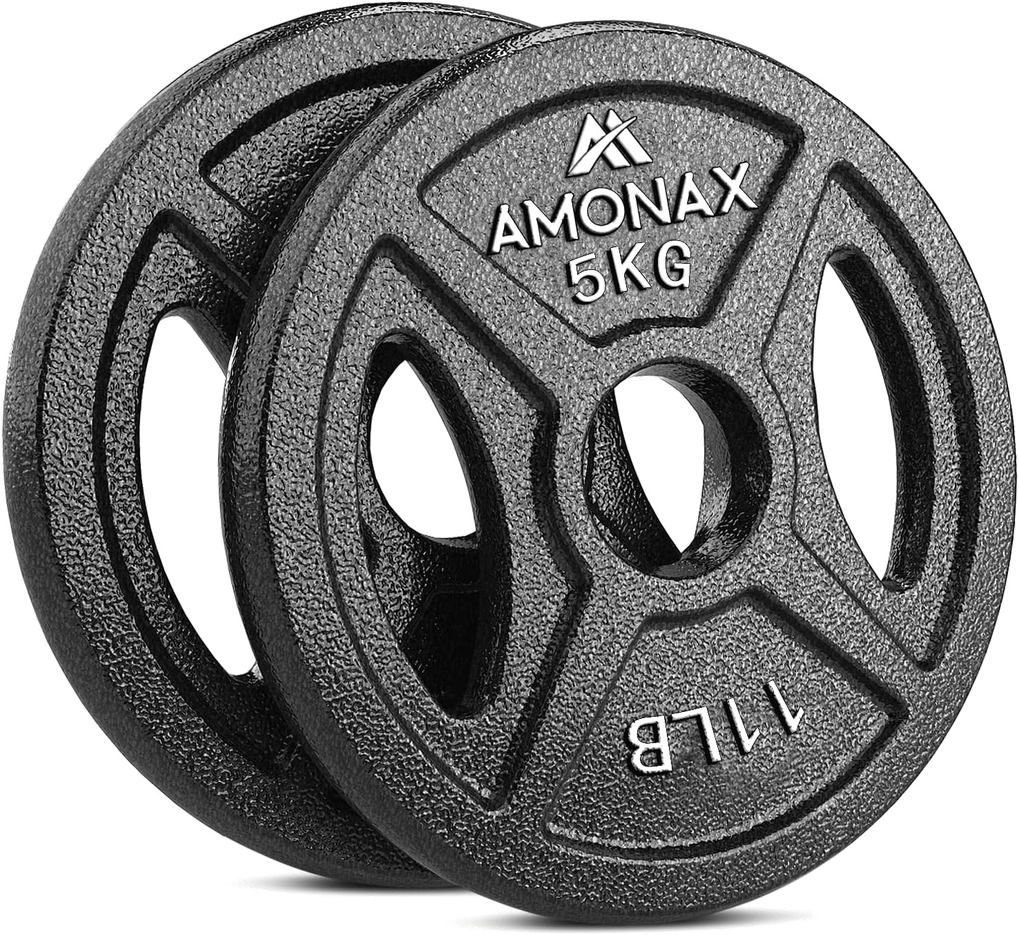 Amonax Halterschijvenset Gietijzeren, 2,5 Kg, 5 Kg, 10 Kg Halterplaten Voor 1 & 2 Inch Olympische Halterschijven, Metalen Halterplaten Voor Gewichtheffen, Stalen Halterschijven