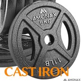 Amonax Halterschijvenset Gietijzeren, 2,5 Kg, 5 Kg, 10 Kg Halterplaten Voor 1 & 2 Inch Olympische Halterschijven, Metalen Halterplaten Voor Gewichtheffen, Stalen Halterschijven