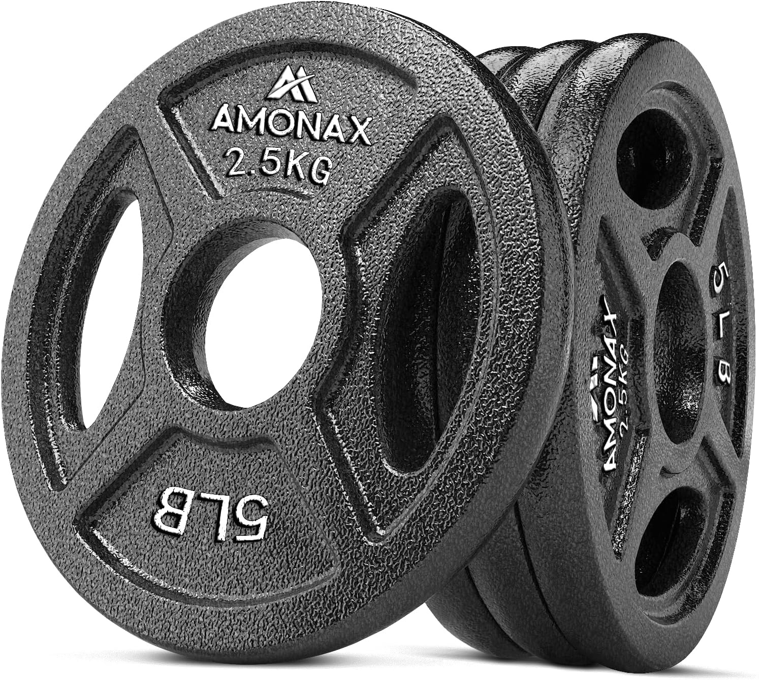 Amonax Halterschijvenset Gietijzeren, 2,5 Kg, 5 Kg, 10 Kg Halterplaten Voor 1 & 2 Inch Olympische Halterschijven, Metalen Halterplaten Voor Gewichtheffen, Stalen Halterschijven