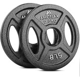 Amonax Halterschijvenset Gietijzeren, 2,5 Kg, 5 Kg, 10 Kg Halterplaten Voor 1 & 2 Inch Olympische Halterschijven, Metalen Halterplaten Voor Gewichtheffen, Stalen Halterschijven