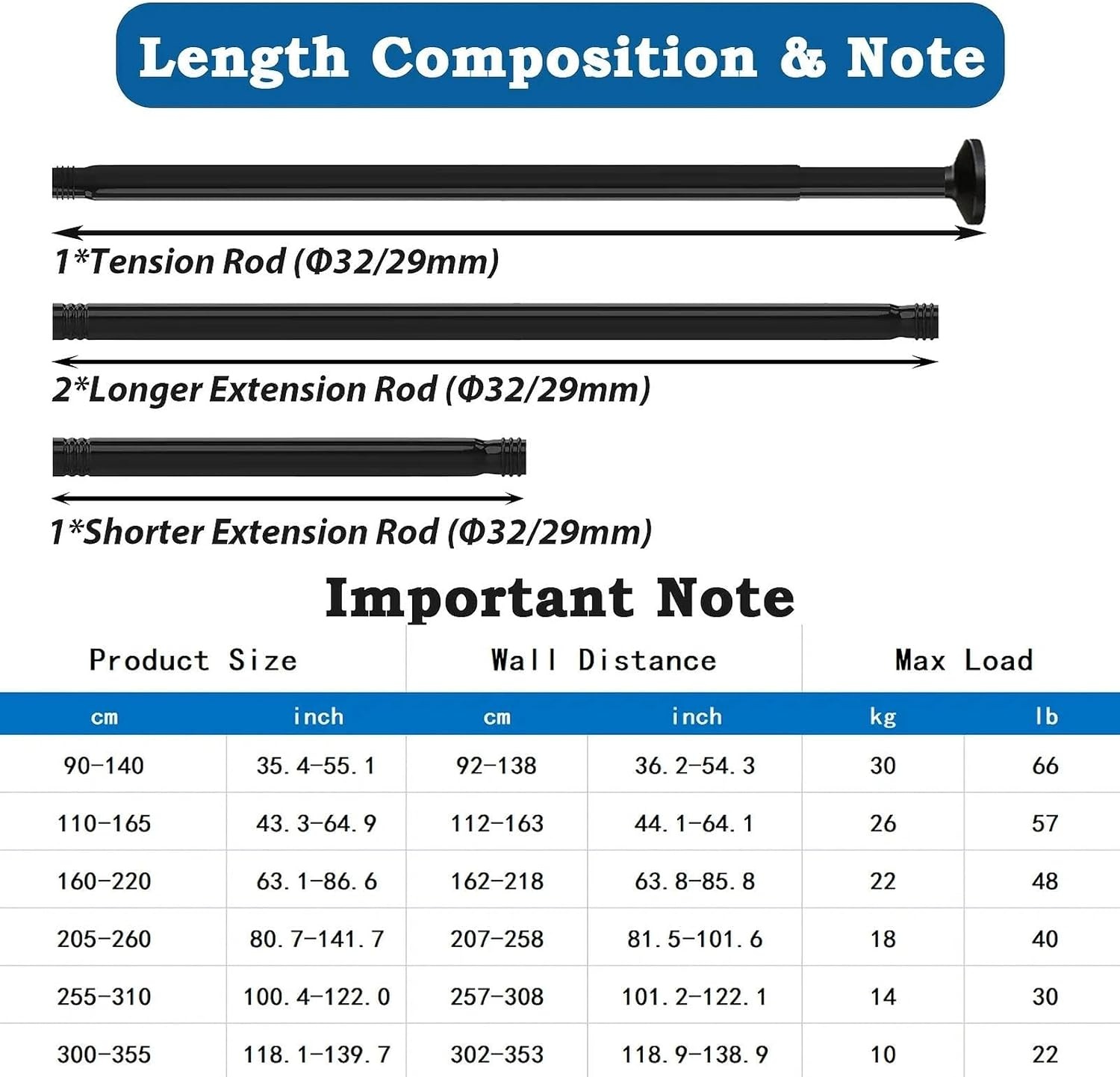 Telescopische Gordijnroede Extra Lang (3m) Zwart - 30% Korting!