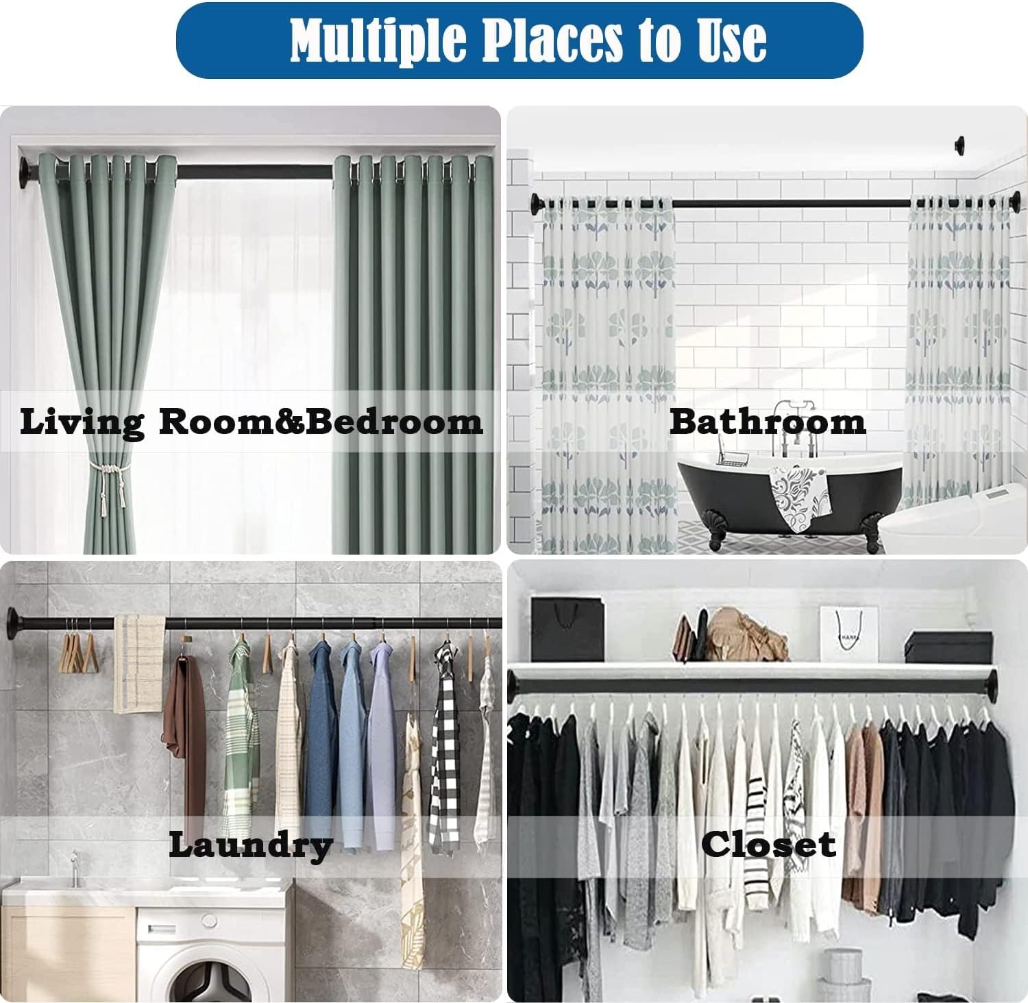 Telescopische Gordijnroede Extra Lang (3m) Zwart - 30% Korting!