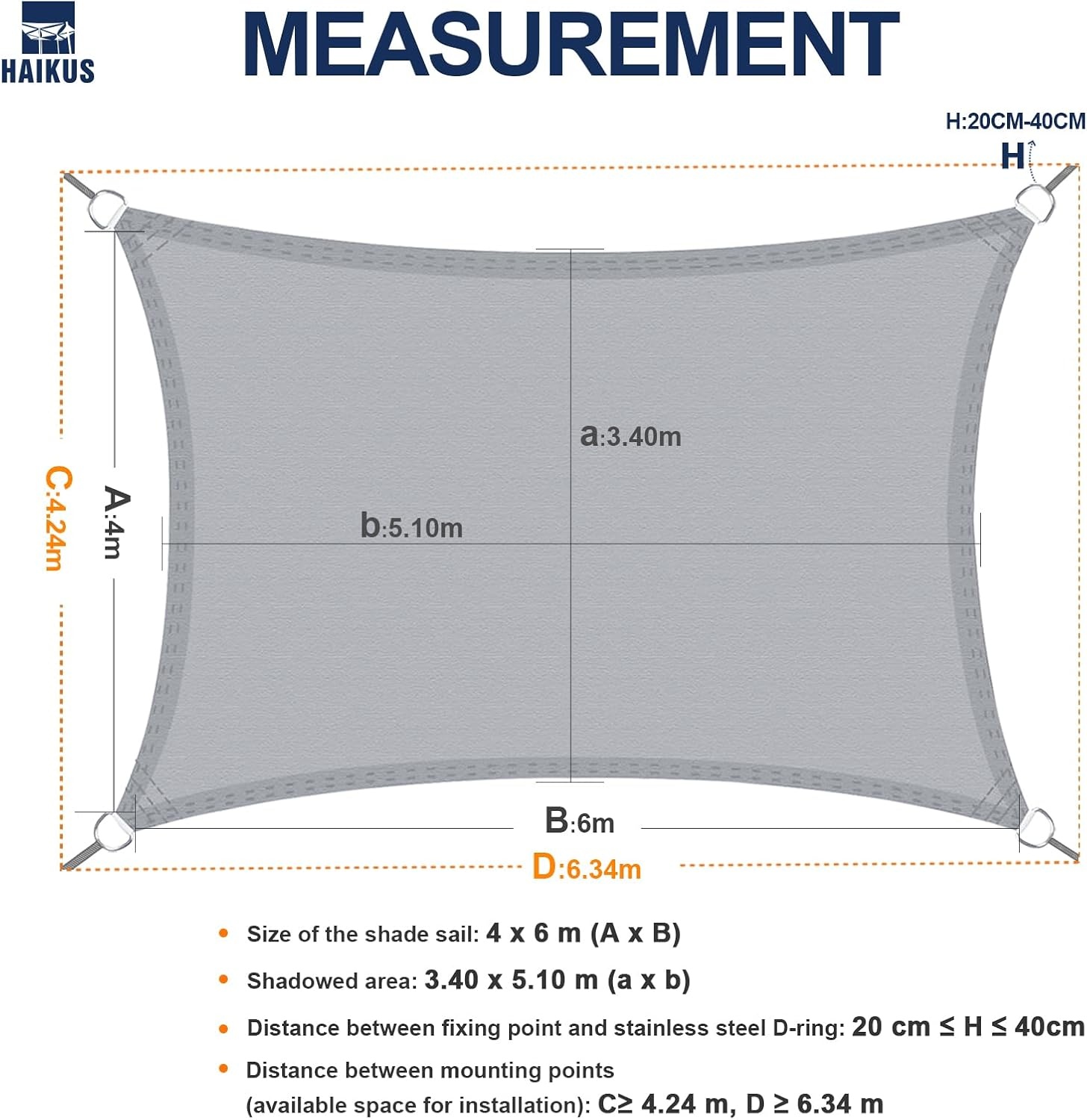 HAIKUS Zonnezeil Rechthoekig 4x6m Crème | 30% Korting