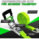 StarLeaparts 4-delige set spanbanden met ratel, 6m x 35mm Twee-delige professionele sjorringen wielspanbanden, spanbanden belastbaar tot 2000kg, Twee-delige ratelgespen voor autotransport PKW