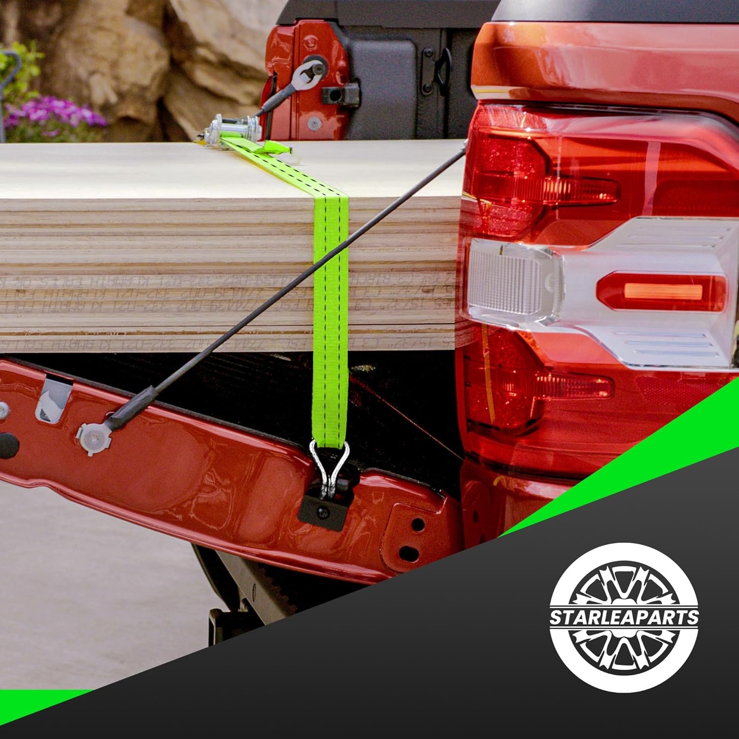 StarLeaparts 4-delige set spanbanden met ratel, 6m x 35mm Twee-delige professionele sjorringen wielspanbanden, spanbanden belastbaar tot 2000kg, Twee-delige ratelgespen voor autotransport PKW