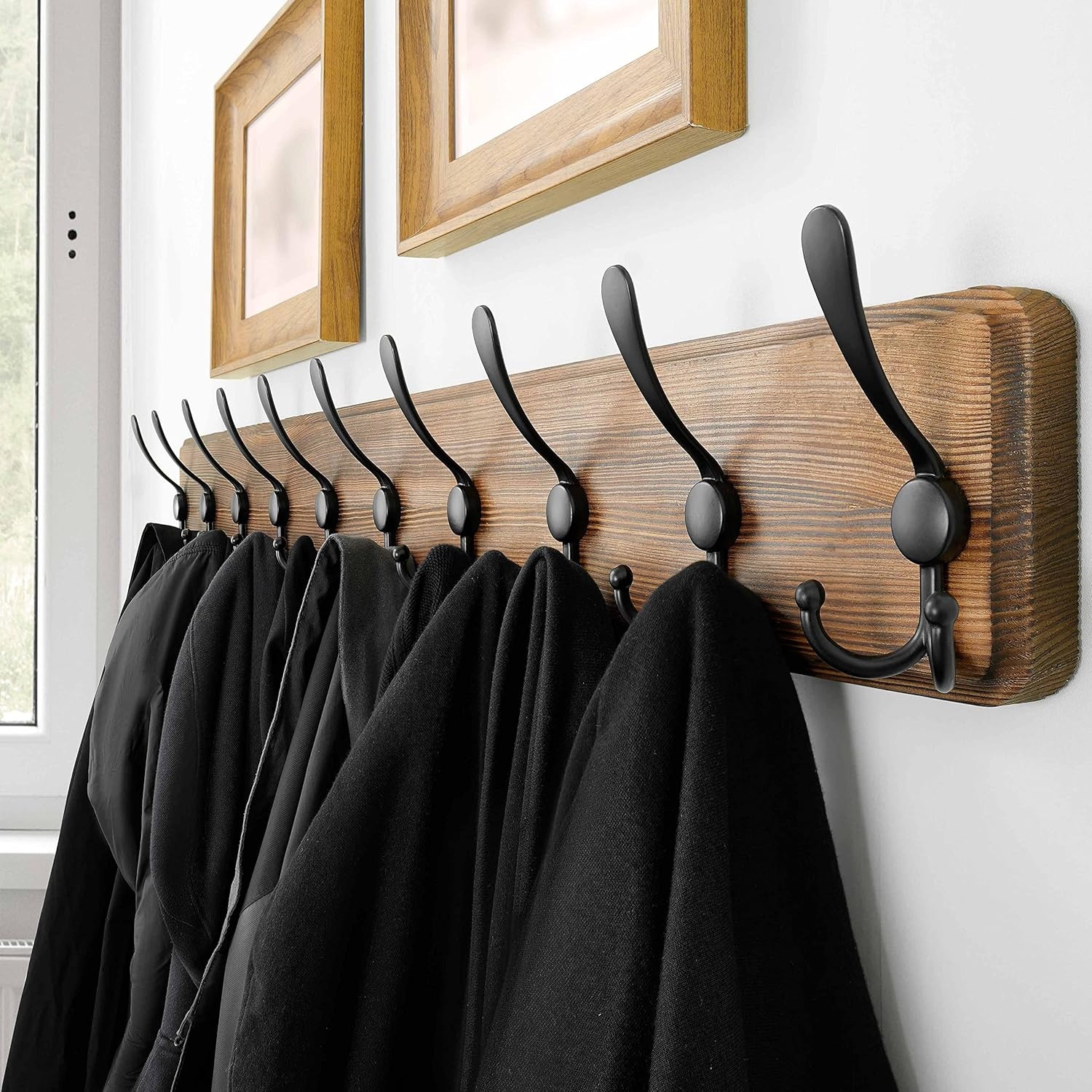 SKOLOO Rustic Large Coat Rack Wall Mount-38.6'' Long Coat Rack for Wall, Wood Coat Rack Hook, Farmhouse Coat Hanger Wall Mount for Hanging Jacket Coat