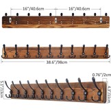 SKOLOO Rustic Large Coat Rack Wall Mount-38.6'' Long Coat Rack for Wall, Wood Coat Rack Hook, Farmhouse Coat Hanger Wall Mount for Hanging Jacket Coat
