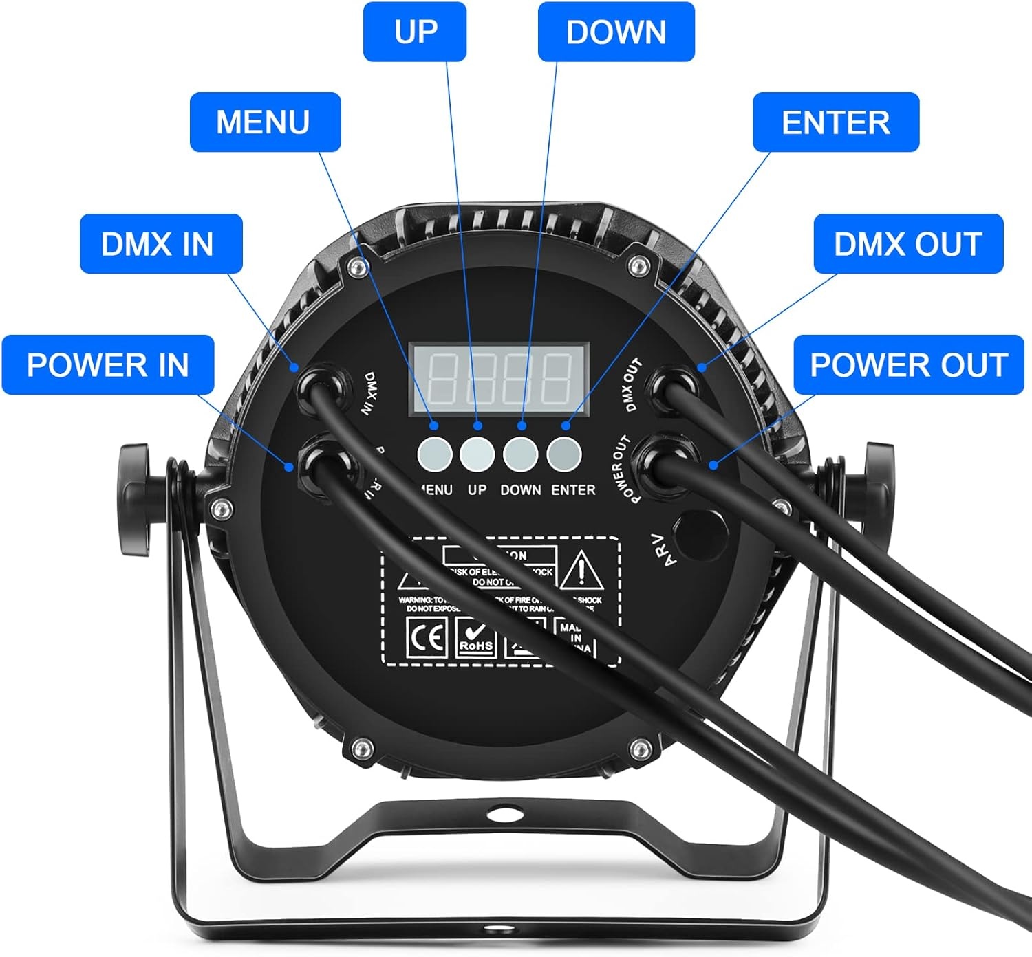 RGBW 4-in-1 led-podiumlicht, 14 leds, met IP65 waterdichte kabel, discofeestlamp voor buiten, DJ, bar, club, Kerstmis, Helloween
