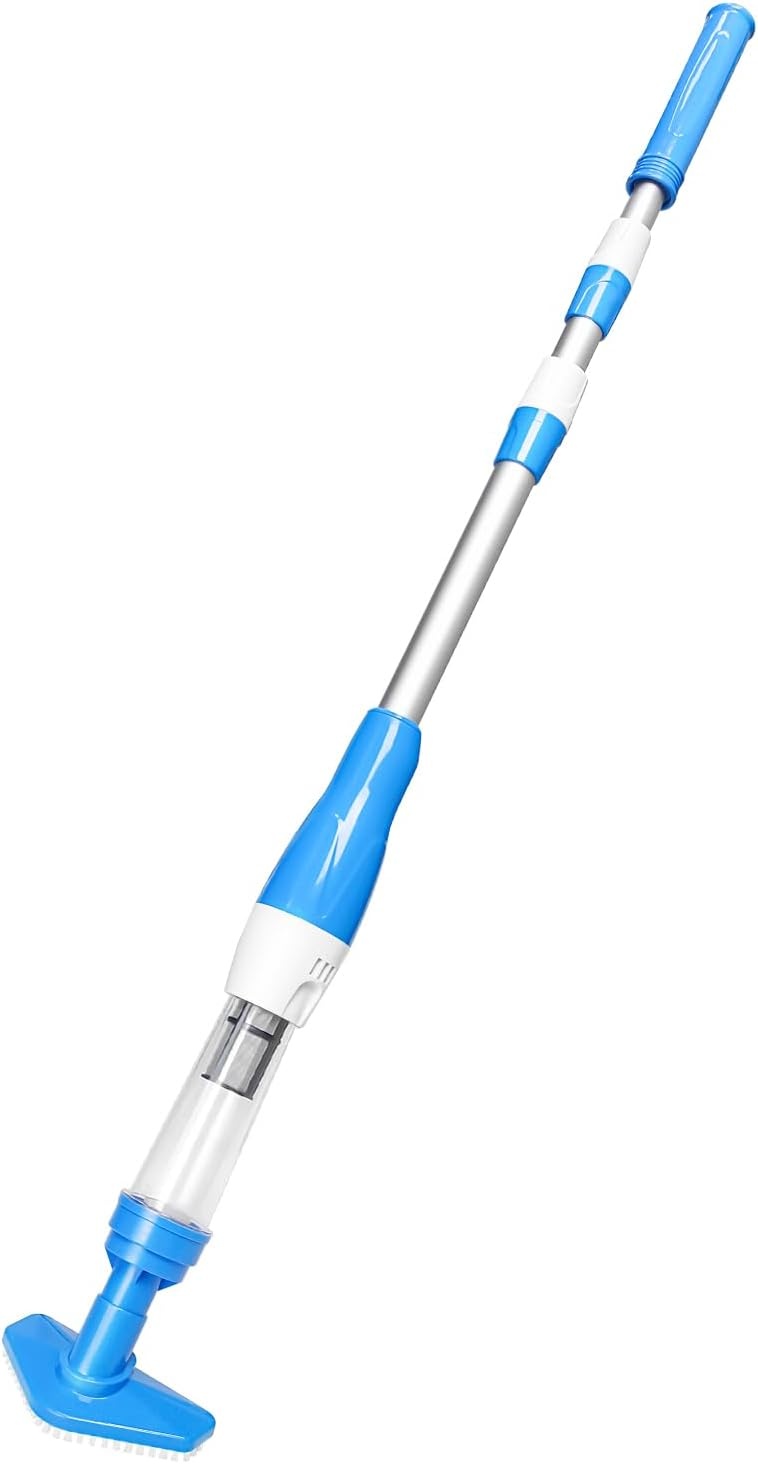 Pool Vacuum Cleaner, 3 in 1 Electric Pool Hoover with Length Adjustable Handle, Rechargeable Vacuum for Spas, Hot Tubs, Small Pools - Running time up to 90 Minutes, Blue