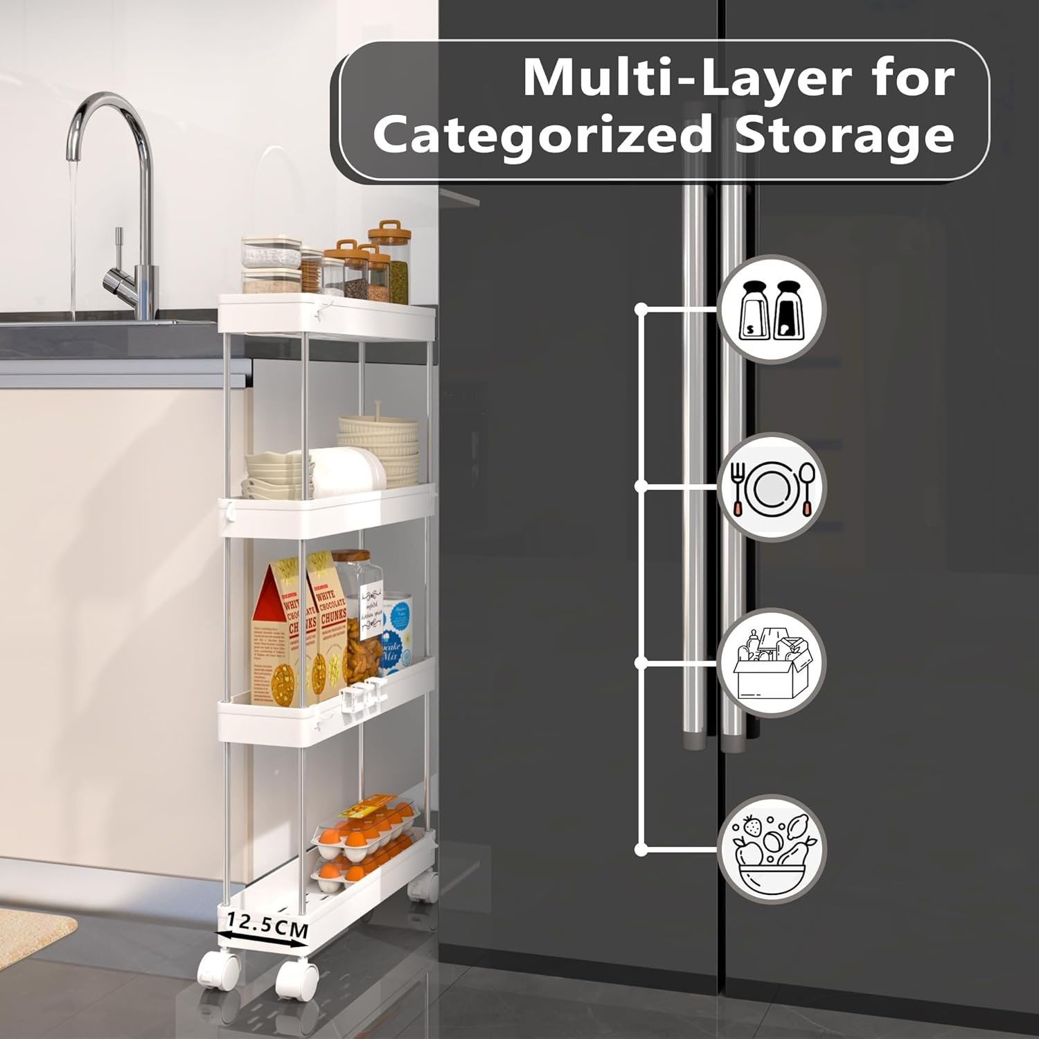 Keukenwagen met 4 niveaus & 11 haken - 30% korting!