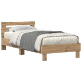 vidaXL Bedframe artisanaal eikenkleurig 75 x 190 cm Bewerkt hout