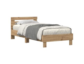 vidaXL Bedframe artisanaal eikenkleurig 75 x 190 cm Bewerkt hout
