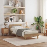 vidaXL Bedframe artisanaal eikenkleurig 75 x 190 cm Bewerkt hout