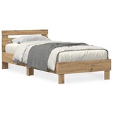 vidaXL Bedframe artisanaal eikenkleurig 75 x 190 cm Bewerkt hout