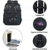 KROSER Travel Laptop Backpack 18.4 Inch XXXL Gaming Backpack with Hard Shell Saferoom RFID Pockets Water-Repellent Business College Daypack Stylish Laptop Bag for Men/Women-Black Grey