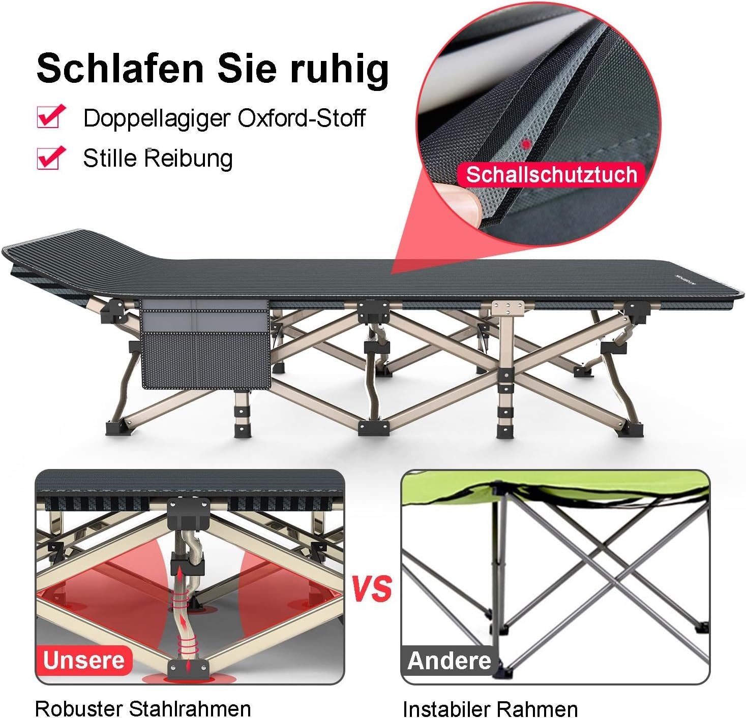 Campingbed Opvouwbaar - Extra Breed & Robuust (tot 200 kg) - 30% Korting!