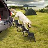 CALIYO Hondentrap, hondenhelling auto, inklapbaar, dierentrap voor grote en kleine honden, hondenladder met verstelbare treden, hondentrap inklapbaar en gemakkelijk op te bergen, hondentrap auto