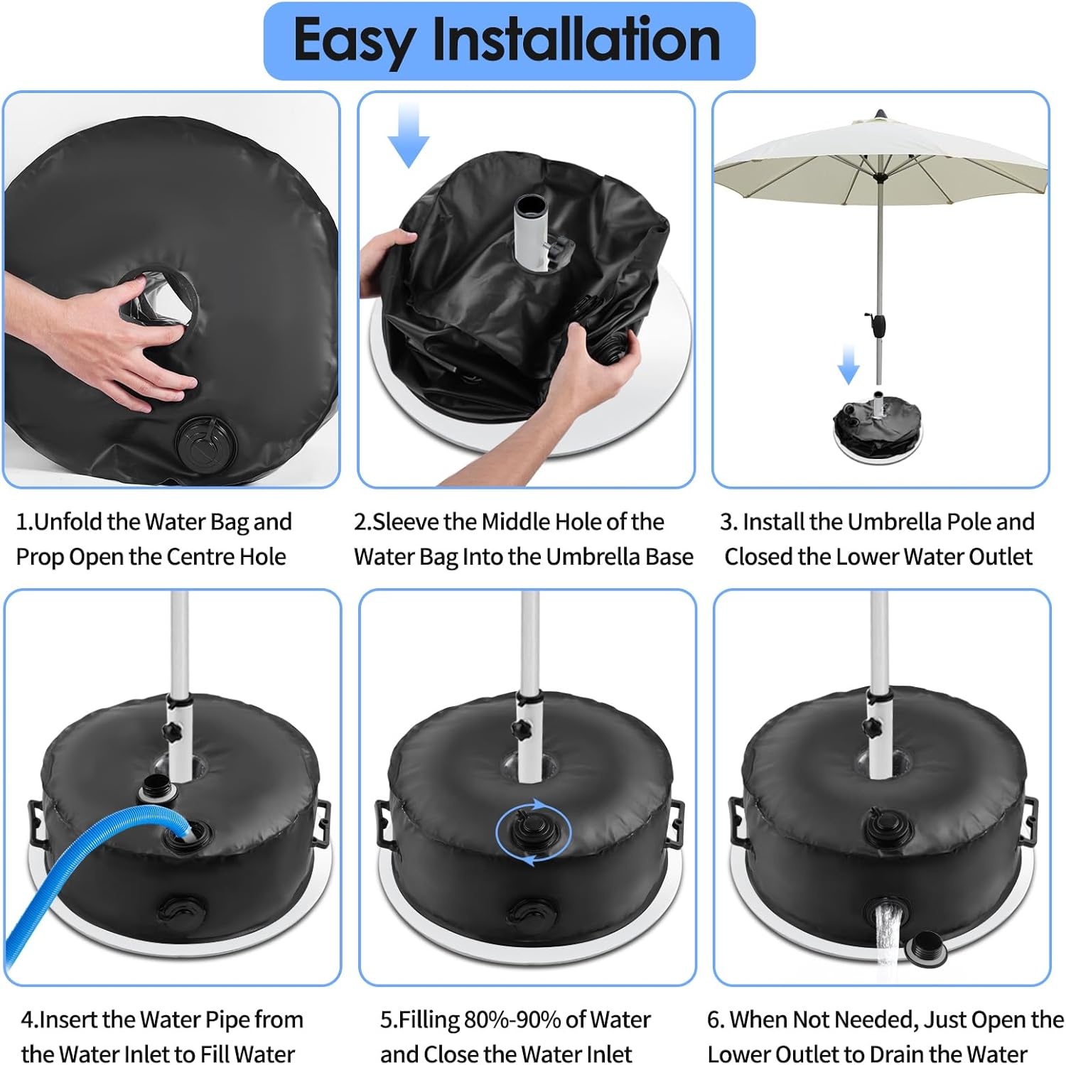 1Pc paraplubasis gewicht tas tot 23kg water, met 2 duurzame handgrepen en grote import en export, Parasol waterzak gewichten voor 3.15in Diameter Outdoor tuin patio Offset Stand