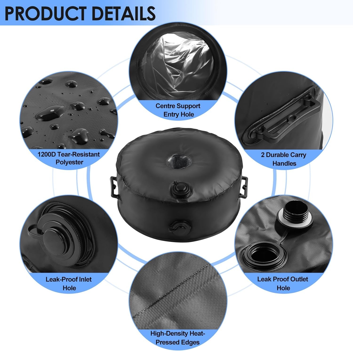 1Pc paraplubasis gewicht tas tot 23kg water, met 2 duurzame handgrepen en grote import en export, Parasol waterzak gewichten voor 3.15in Diameter Outdoor tuin patio Offset Stand