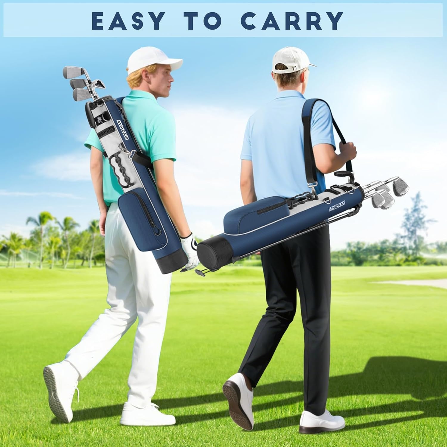 Findway Lichtgewicht Golf Stand Bag, Draagbaar en Duurzaam, Geschikt voor Driving Range, 3-par Course en Executive Course, 31.5 Inch Hoog
