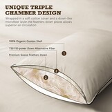 BPC Organic feather down pillows 80x80 Pack of 1 pcs, Luxurious 3-chamber hotel sleeping pillow, 80x80 cm down pillow with 100% cotton cover and goose down filling, White